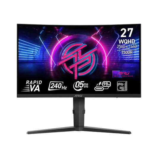 MSI MPG 275CQRXF 27-inch 2560 x 1440 (QHD) Computer Monitor 240Hz Adaptive-Sync HDR Ready HDMI VGA Port Display PortVESA Mountable Tilt Speaker 0.5ms Black